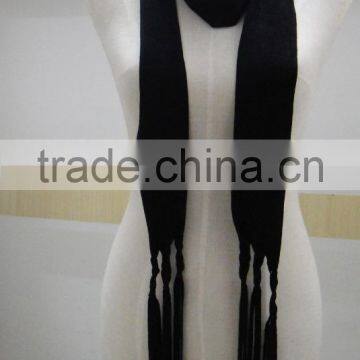 The Latest Italy Designer Hot Lady Men Black Braided Velvet Scarf photo-2