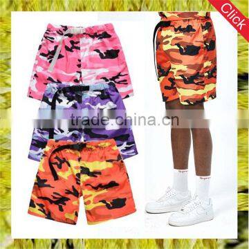 Summer custom logo camo beach shorts sports basketball training loose shorts for men