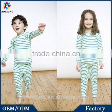 High Quality Simple Home Wear Stripes Kids Pyjamas Sleepwear, 100% Cotton Long Sleeve Children 2 Pieces Sleepwear