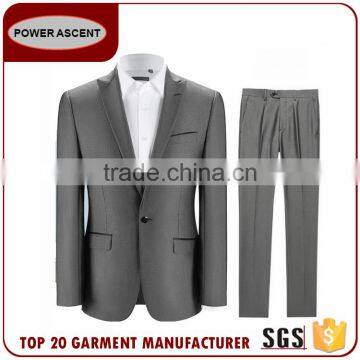 Wholesale Men Classic Arrow Lapel Fashion 1-Button Gray Trim Suits For Sale photo-2