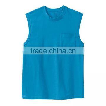 Latest Design Man Sleeveless Custom Fashion Bulk Blank Collar Pocket Men T-shirt photo-2