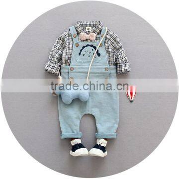 S17744A Toddlers Kids Outfits Baby Overalls 2pcs Clothes Sets photo-2