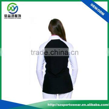 New Arrival Full Zipper Black With White Zip Pockets Women Golf Jacket photo-3