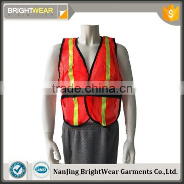 Men's hi vis orange elastic safety reflective vest high visibility vest