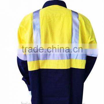Hi Vis Yellow 3M Reflective Tape Safety Shirt With Contrast Color photo-2