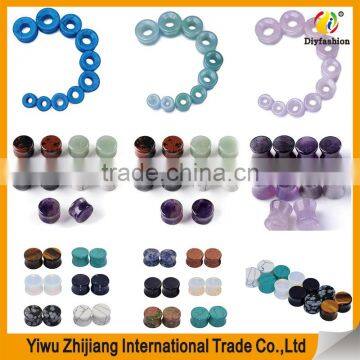 Natural Stone Ear Plugs Tunnels Saddle Expander Body Piercing Set