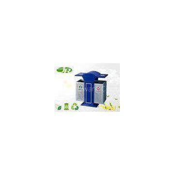 2 Compartment Steel Waste Bin Anti - Corrosion  Square Classify