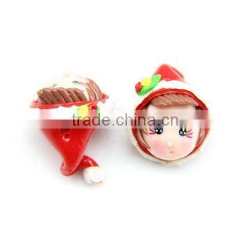 Red Christmas Hat Cute Girl Doll Polymer Clay Micropore Bead For Jewelry Making