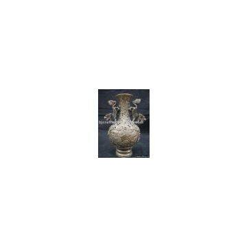 Old Old Chinese Copper Dragon-Phoenix Cranes Vase