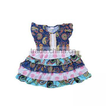 2016 baby girl summer dress floral print multilayer ruffle kids dress casual cotton frock designs