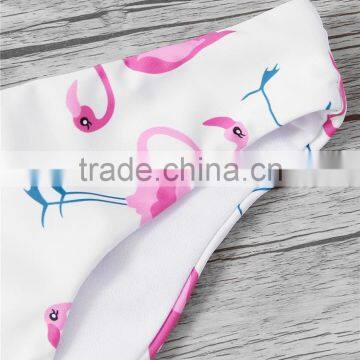 Crossfit High Cut Swimwear Flamingo Vintage Printing Bandage Bikini photo-5