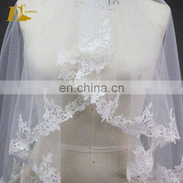 ED Bridal Wholesale Short 140cm Lace Trim White Ivory Bridal Veil For Wedding photo-4