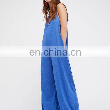 Hip pockets v-neckline and dropped armholes oversized extreme wide legs jumpsuit