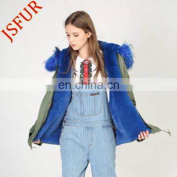 Removeable fake fur lining fur jacket Eussian winter fur parka