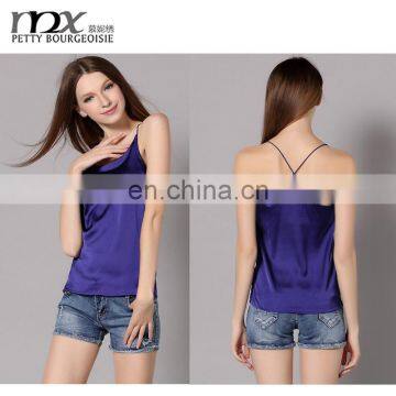 Fashion ladies crop tops images silk spaghetti strap tank top woman