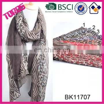 Stripe Leopard Women Long Big Crinkle Voile Soft Scarf Wrap Shawl Stole