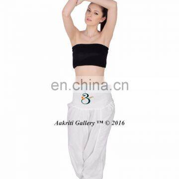 White Yoga Jumpsuit Hippie Boho Solid Dance Cotton Harem Pant Aakriti Gallery