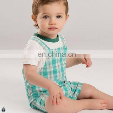 T-BJ004 China Manufacturer One-Piece Cotton Plaid Romper Baby Jumpsuits