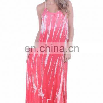 Girls Casual Designer Summer's Wear Tie & Dye Long Spaghetti Strap Dress