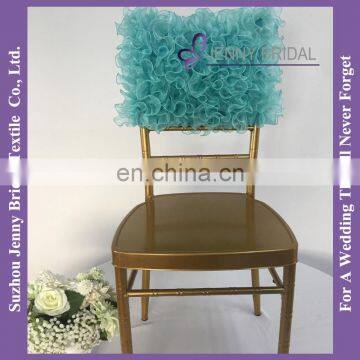 C005S Organza Turquoise Square Top Half Back Chair Covers photo-4
