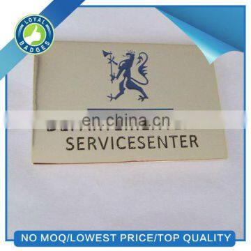 Gold plated metal brand name label