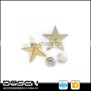 Gold Tone Color High Quality Star Shape Rivet Stud Metal Button For Shoes Metal Rivet On Used Clothing