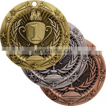 Zinc Alloy Gold, Silver and Bronze World Class Medals with V Neck Ribbon, Perfect for Sports, School or Office Competition