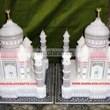 White Marble Handmade Taj Mahal Replica India Stone Art Gift