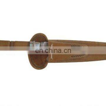 REGIONAL KNIFE STAINLESS STEEL OF 14CM SCHMIEDEN WITH BRAIDED DETAILS IN LEATHER AND NICKEL SILVER. SHEATH IN RAWHIDE