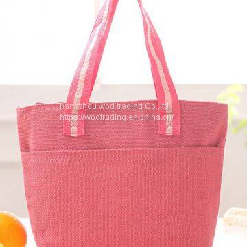 Pink polyester cooler bag with long handle from China