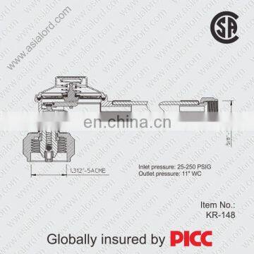 Low pressure gas regulator