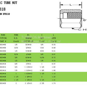 JIC TUBE NUT 0318