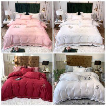 European Summer Cooling Ice Silk Bed Sheet Embroidery