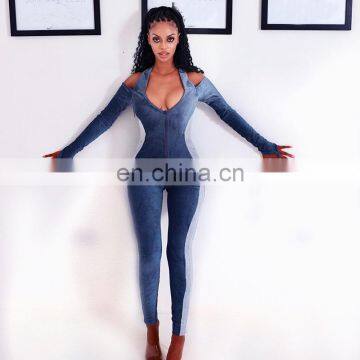 Wholesales 2020 Women Fashion Halter Long Jumpsuit Ladies Sportswear Playsuit With Zippers photo-3