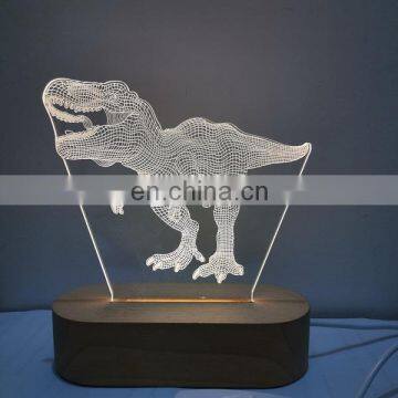 3D Oval Shape Wooden Lamp Base With Acrylic Plate Led Night Lamps
