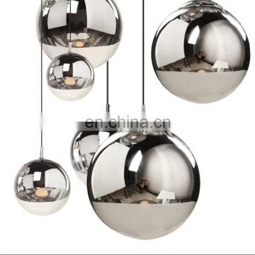 Modern Hand Blown Glass Droplight Silver Ball Chandeliers Pendant Light