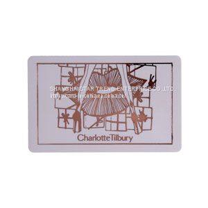 Plastic loyalty card with highlighted logo made by hot stamp gold or silver foil