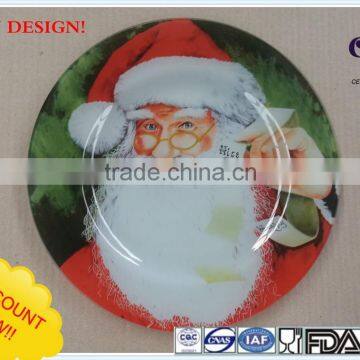 Decal round glass serving tray dishes plate