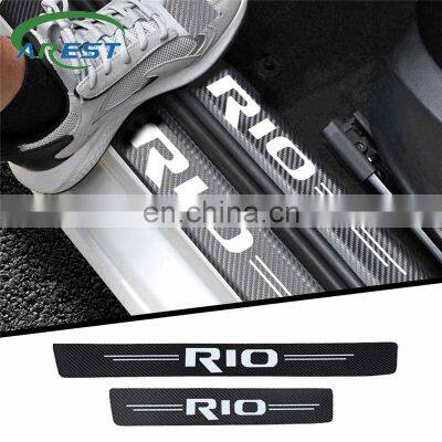 4pcs car Sticker door carbon leather Fiber Sill Plate For KIA RIO K2 K3 2 3 2010-2017 Accessories