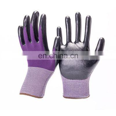 Polyester Shell Grey Nitrile Coated Palm Cheap Nitrile Glove Chemical Work Working Glove