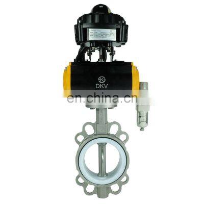 Wafer Type Butterfly Valve Spring Return Ss304 Pneumatic Double Acting Dispensing Valve Pneumatic Butterfly Valve photo-2