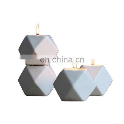 Nordic ceramic creative retro wholesale home decoration geometric small candlestick