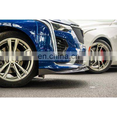 For Cadillac 2019+ Original Style CT4 Carbon Fiber Gloss Black Front Lip Front Diffuser photo-5