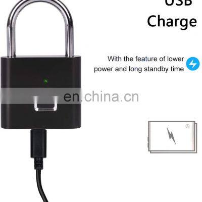 Wholesale Low Price Portable USB Rechargeable IP65 Waterproof Zinc Alloy Smart Biometric Keyless Fingerprint Padlock for Luggage photo-3