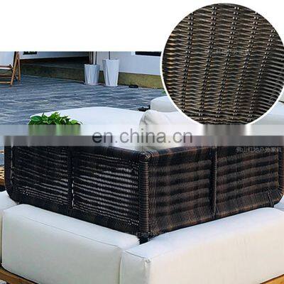 Patio Wood and Cane Teak Sectional Patio Garden Furniture Sofa Set Outdoor photo-4