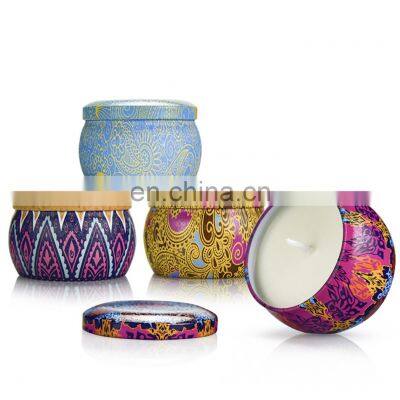 Wholesale For home smokeless ocean scents essence fragrance aromatherapy soy wax Colorful luxury spiral melt tin scented candle