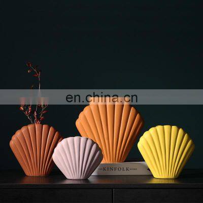 New Nordic Shell Vase Ceramic Creative Simple Soft Decoration Home Ornaments Sea Shell Vase Decoration