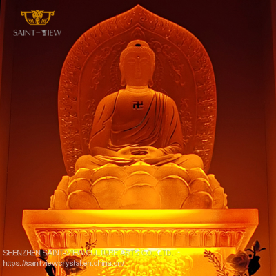 Customization Size Color Yellow Gold Plating Engrave Handmade Carving Temple Indoor Big Buddha photo-3