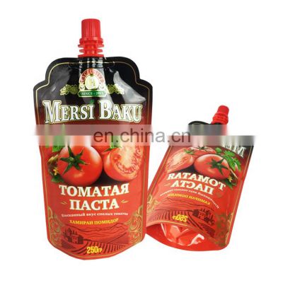 Custom Prined Refill Food Packaging Spout Pouch Chili Sauce Packaging Bag For Tomato Ketchup Pouch 250ml 500ml 1l 2l