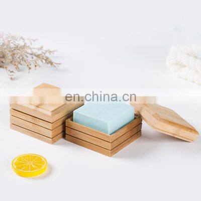 Wooden Natural Bamboo Soap Box Dish Tray Soap Plate Box Container Soap Storage Box photo-3